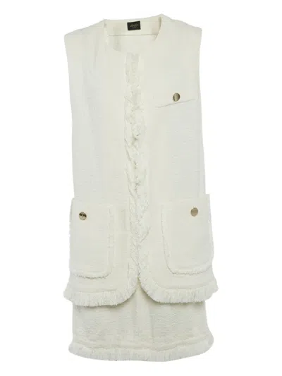 Pre-owned Liu •jo Fringed-hem Skirt Set In Neutral