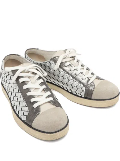 Pre-owned Bottega Veneta Intrecciato Sneakers In Silver