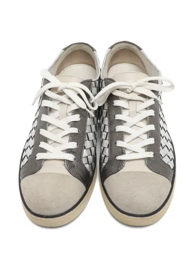 Pre-owned Bottega Veneta Intrecciato Sneakers In Silver