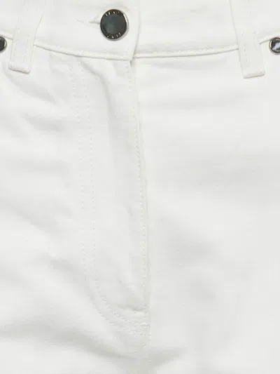 Pre-owned Fendi Embossed Logo Denim Trousers In White