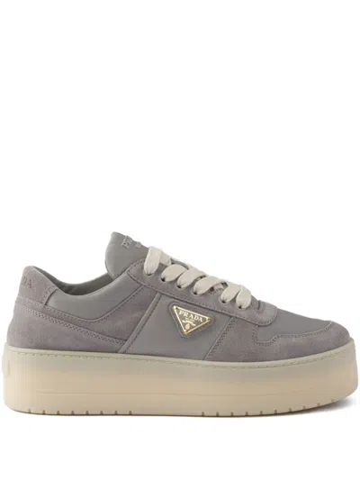 Prada Downtown Bold Suede Platform Sneakers In Multi