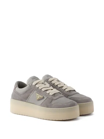 Prada Downtown Bold Suede Platform Sneakers In Multi