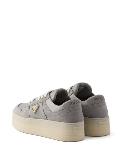 Prada Downtown Bold Suede Platform Sneakers In Multi