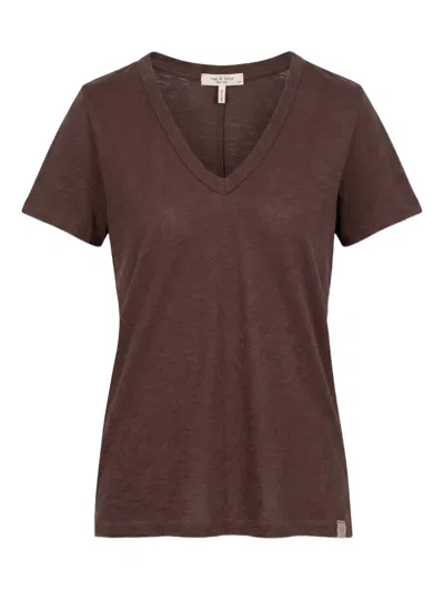 Rag & Bone V-neck T-shirt In Brown