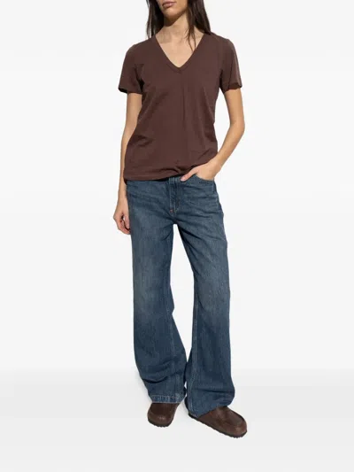 Rag & Bone V-neck T-shirt In Brown