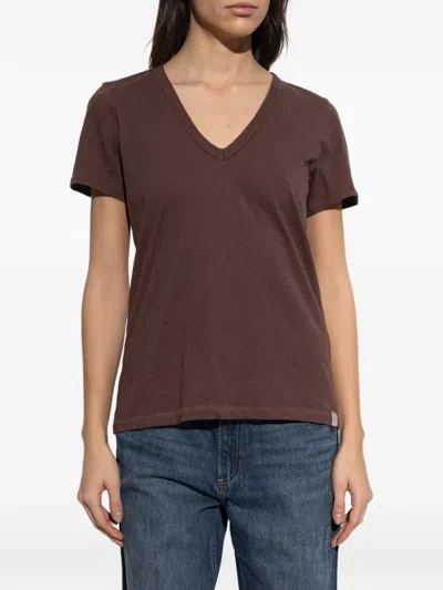 Rag & Bone V-neck T-shirt In Brown