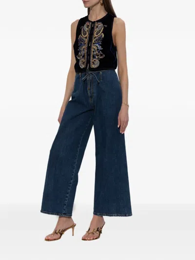 Etro Logo-embroidered Jeans In Blue