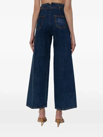 Etro Logo-embroidered Jeans In Blue