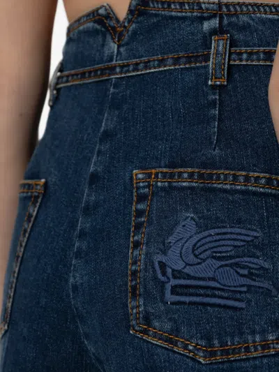 Etro Logo-embroidered Jeans In Blue