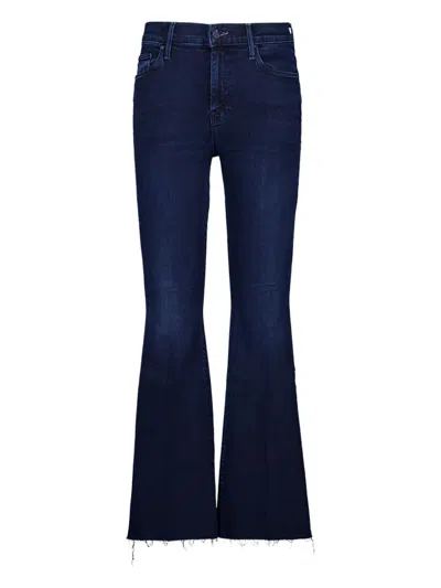 Mother Frayed Flared Jeans In Blue
