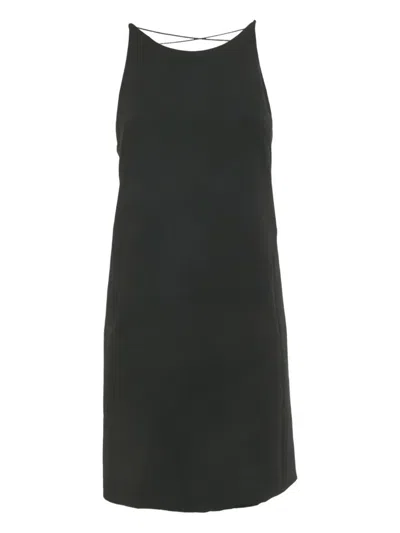 Pre-owned Versace Crisscross Mini Dress In Black