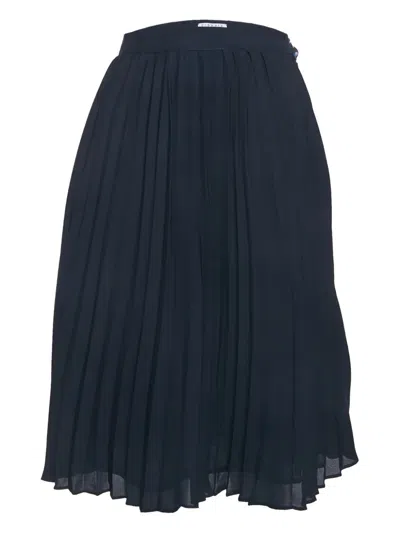 Pre-owned Claudie Pierlot Pleated Midi Skirt In Blue