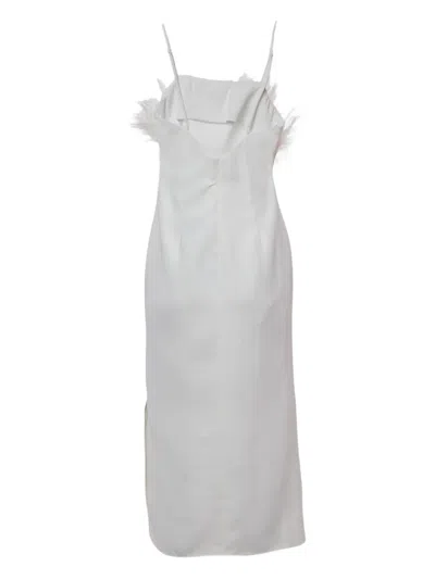 Pre-owned Elliatt Feather-detail Midi Dress In White