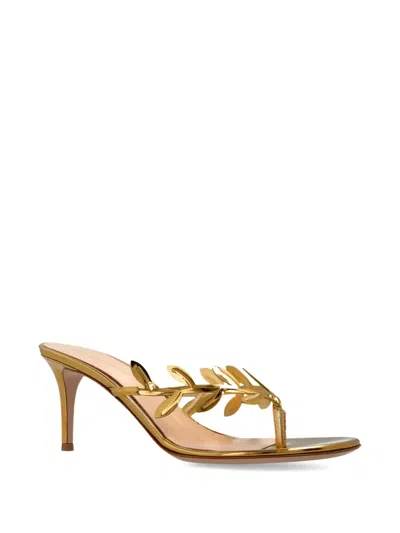 Gianvito Rossi Leaf-motif Heeled Mule In Animal Print