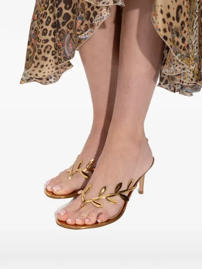 Gianvito Rossi Leaf-motif Heeled Mule In Animal Print