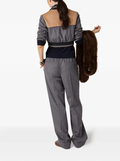 Miu Miu Embroidered Logo Wool Jacket In Brown