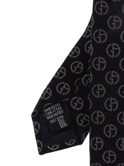 Giorgio Armani Monogram Pattern Tie In Black