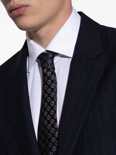 Giorgio Armani Monogram Pattern Tie In Black