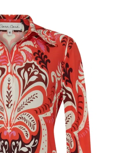 Cara Cara Clarence Shirt-collar Printed Maxi Dress In Red