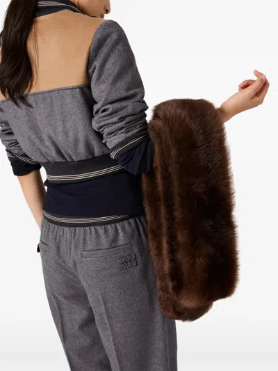 Miu Miu Elasticated-waistband Straight Trousers In Gray