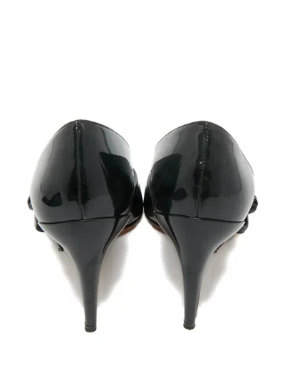 Pre-owned Dior Peep-toe Bow-detail Pumps In Black