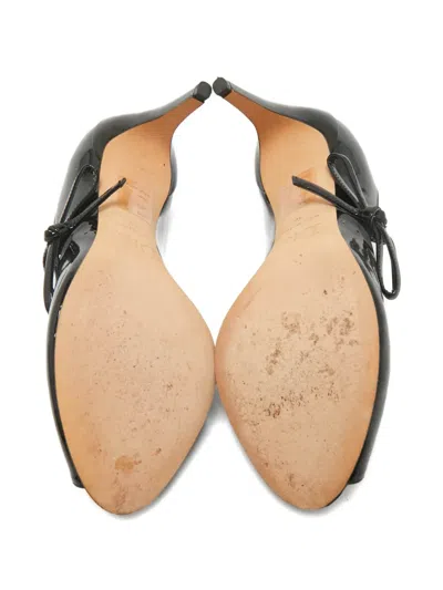 Pre-owned Dior Peep-toe Bow-detail Pumps In Black
