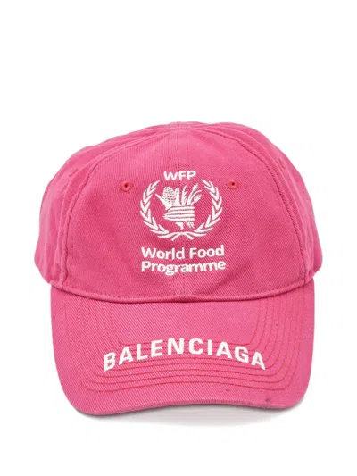 Pre-owned Balenciaga Embroidered-logo Cotton Cap In Pink