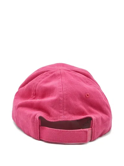 Pre-owned Balenciaga Embroidered-logo Cotton Cap In Pink