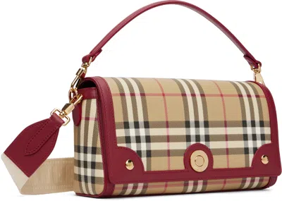 Burberry Plaid Top Handle Crossbody Bag Detachable Strap In Burgundy