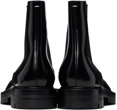 Maison Margiela Black Leather Tabi Ankle Boots Men In Multi