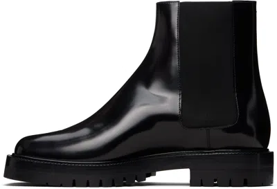 Maison Margiela Black Leather Tabi Ankle Boots Men In Multi