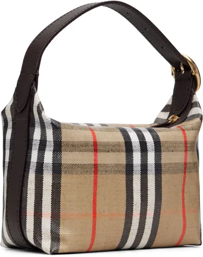 Burberry Women Coated Canvas Handbag With Check Pattern In Neutral