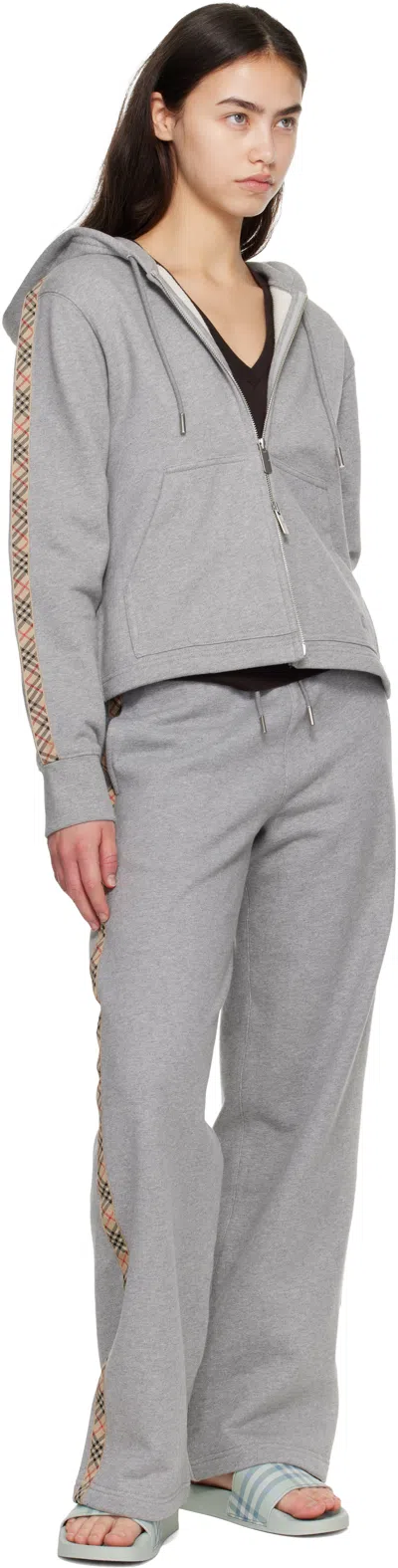 Burberry Green Check Slides In White