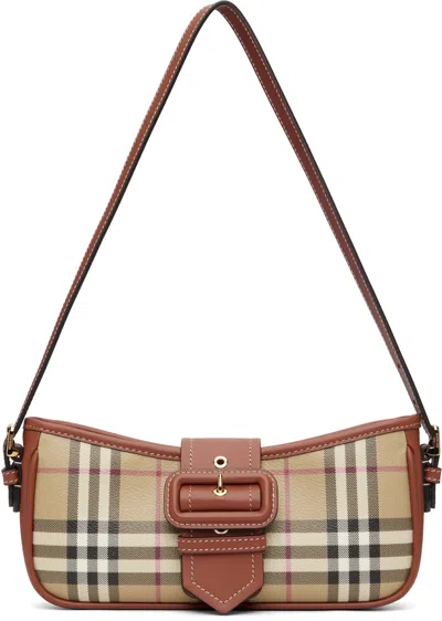 Burberry Tan Vintage Check Canvas Sling Bag In Brown