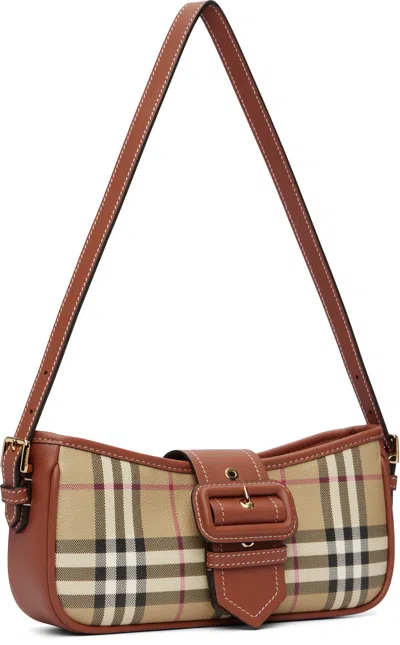 Burberry Tan Vintage Check Canvas Sling Bag In Brown