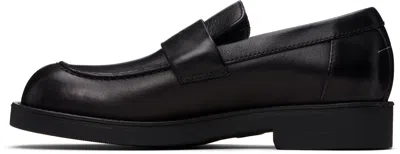 Mm6 Maison Margiela Black Calf Leather Bos Taurus Slip-on Loafers