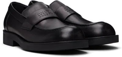 Mm6 Maison Margiela Black Calf Leather Bos Taurus Slip-on Loafers