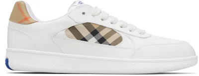 Burberry Low-top Leather Sneakers With Check Inserts