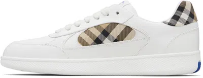 Burberry Low-top Leather Sneakers With Check Inserts
