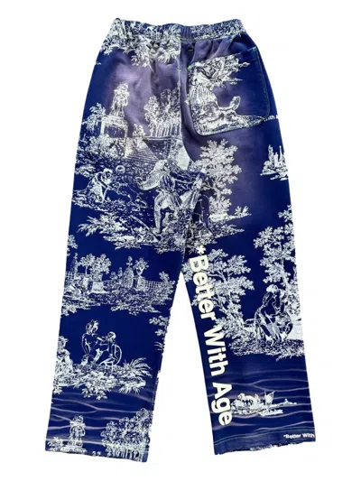 Better With Age Teresa Printed Trousers In Blue