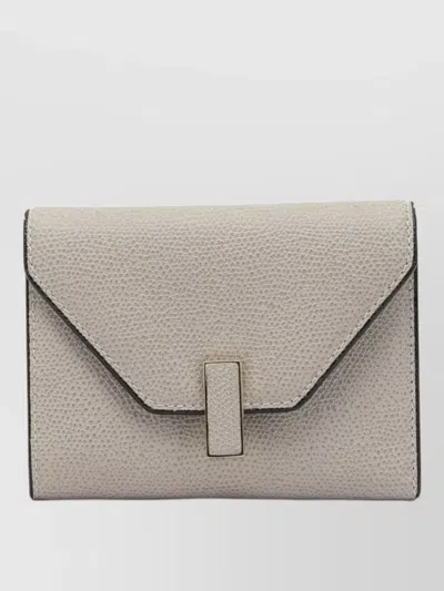 Valextra Isis Trifold Wallet Envelope Flap Textured In White