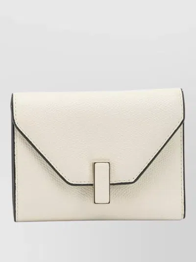 Valextra Isis Trifold Wallet Textured Finish Envelope In White