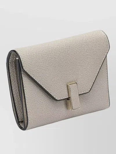 Valextra Isis Trifold Wallet Envelope Flap Textured In White