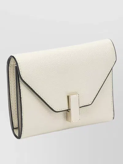 Valextra Isis Trifold Wallet Textured Finish Envelope In White