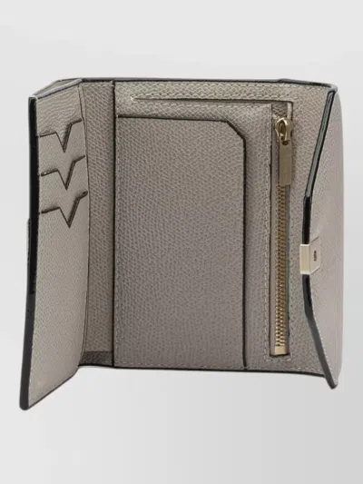 Valextra Isis Trifold Wallet Envelope Flap Textured In White