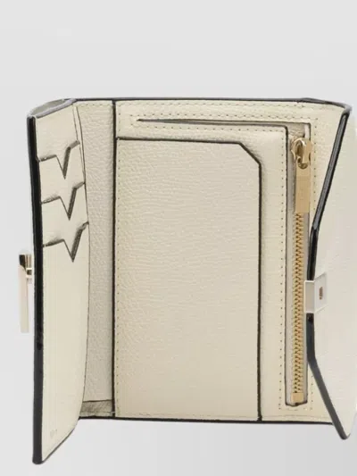 Valextra Isis Trifold Wallet Textured Finish Envelope In White