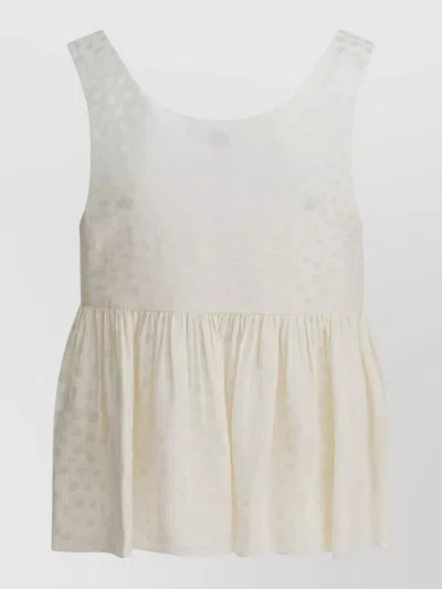 Chloé Silk Peplum Top Scoop Neck In Neutral