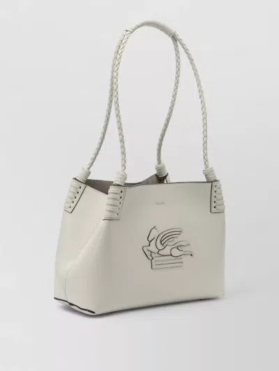 Etro Braided Handle Structured Shoulder Bag In Neutral