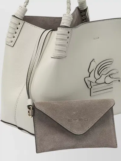Etro Braided Handle Structured Shoulder Bag In Neutral