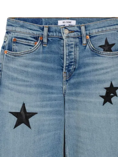 Re/done Star-details Wide-leg Jeans In Blue